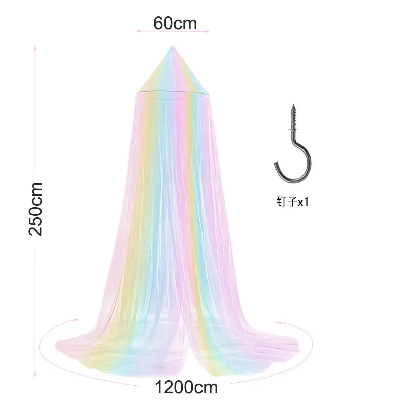 Princess Bed Canopy Rainbow Mosquito Net Ceiling Bedroom Decor_voghion.com
