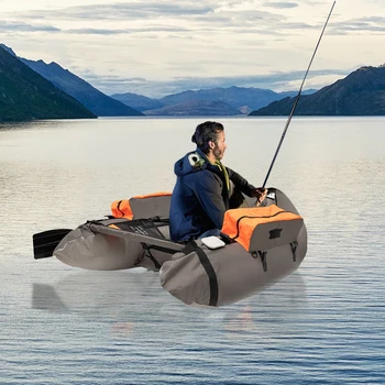 Inflatable Fishing Boat, Portable & Lightweight for Lake/Ocean, Oxford Cloth, 286.6lbs Load Capacity, Adjustable Backrest 1