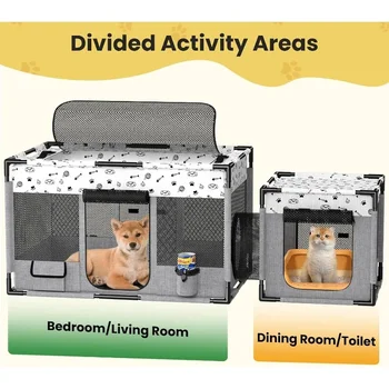 Cat Playpen, PVC Pipe Reinforced Kitten Dog Pet Playpens for Indoor Cats Enclosed, Portable Foldable Puppy Doggy Play Pen 2