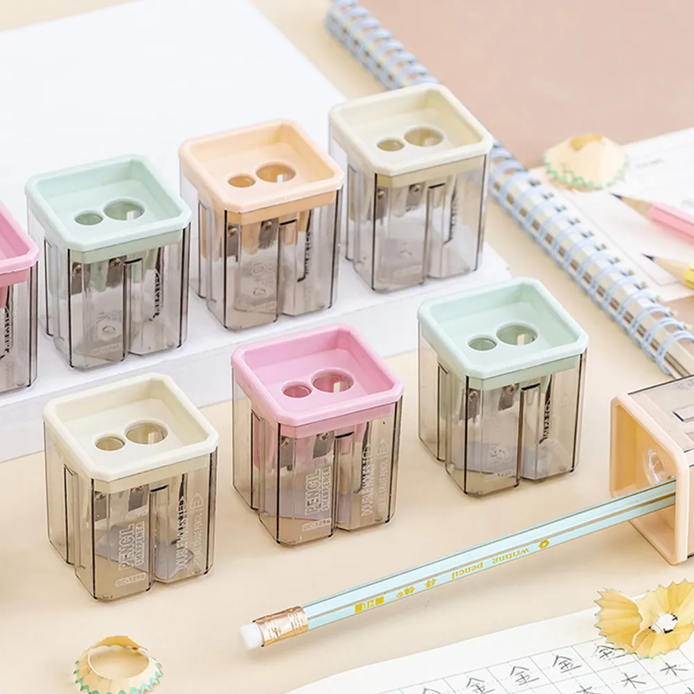 12Pcs 미니 연필깎이 투명한 본체 조절 가능한 팁 두께 부드러운 코어 출력 학생, 예술가, 사무실에 이상적