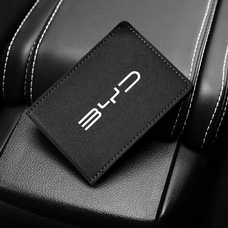 Driver License Cover Auto Suede Anti-Fur Car Driving Documents Case Credit Card Holder For BYD Tang F3 E6 Atto Yuan Plus Song
