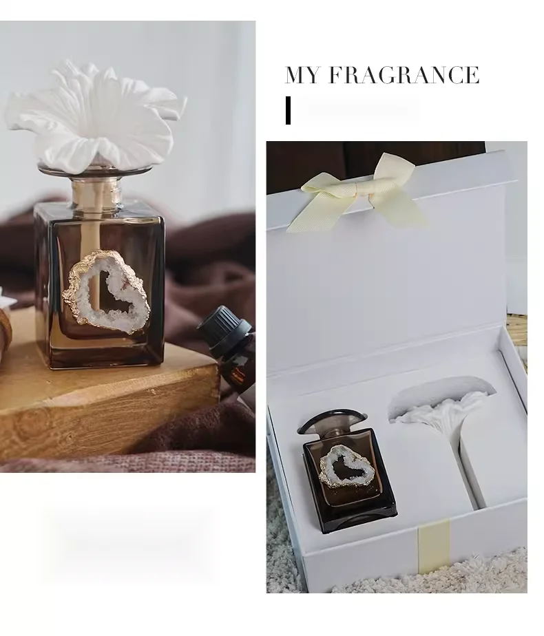 Olio essenziale in rattan senza fuoco, casa, camera da letto, fragranza durevole, decorazione, profumo per ambienti, aria fresca, confezione regalo, bianco_voghion.com