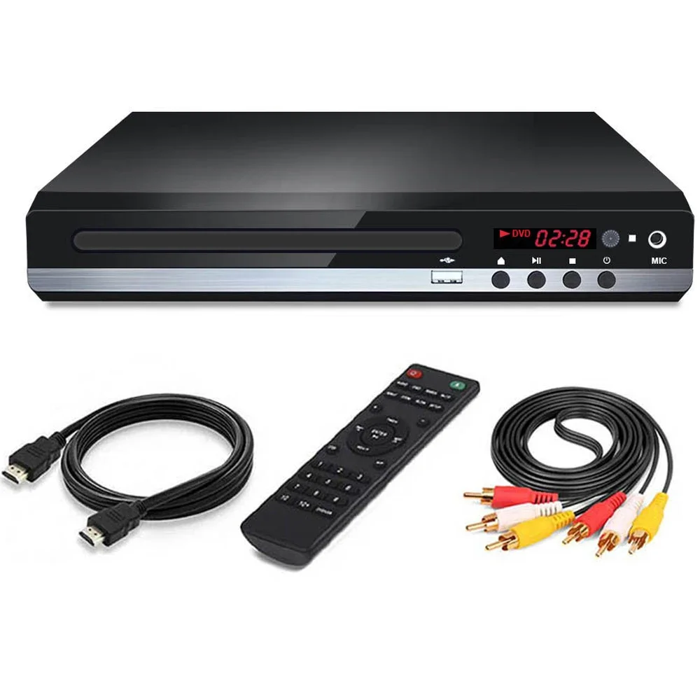 DVD Player Home DVD Player VCD CD Disc Media Player Machine with AV Output Remote USB Mic Full HD 1080P Home DVD Box Multimedia cd player