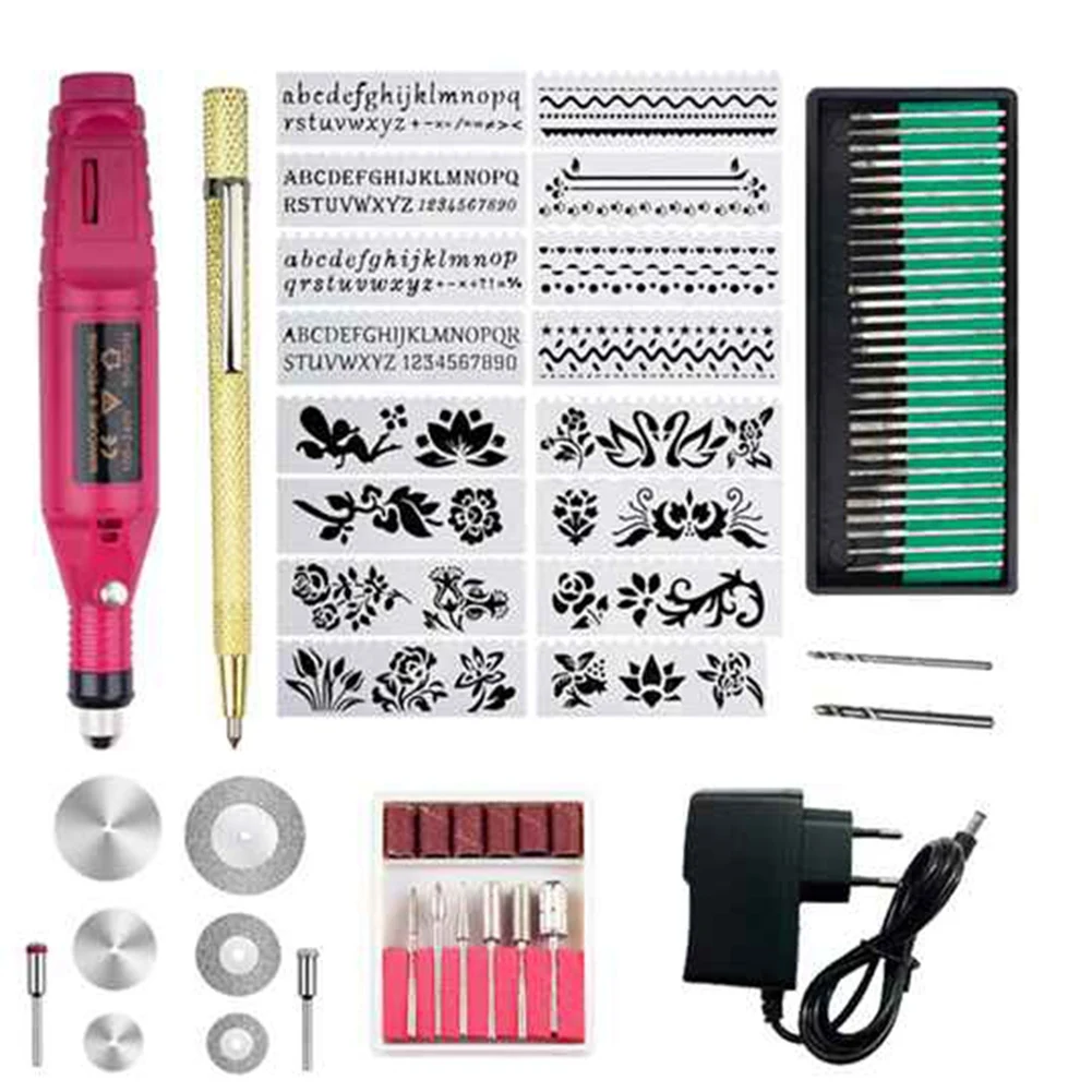 

Engraving Tool Kit, Multi-Function Electric Engraver Pen Diy Rotary Tool for Jewellery Glass Ceramic Wood EU Plug