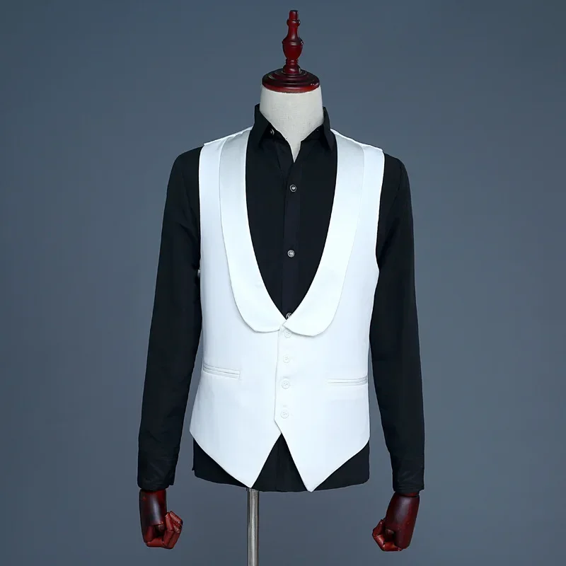 Chaleco Ajustado de Color liso para hombre, traje de fiesta, traje de boda, espectáculo de cantante