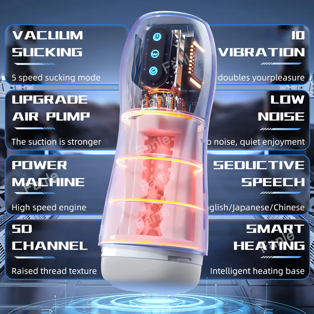 Male Masturbator Automatic Sucking Vibration Blowjob Machine Heating Pussy Penis Pump Masturbation Cup Sex Toys for Men Supplies 2