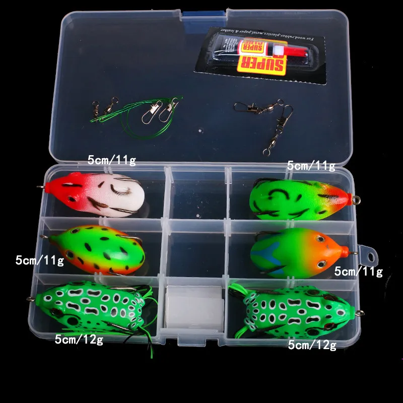 4pcs/Box Soft Tube Bait Japan Plastic Frog Shape Fishing Lures Treble Hooks  Topwater Ray Frog 6g 8g 13g Artificial Soft Bait