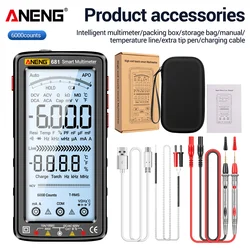 Rechargable Digital Professional Multimeter with Non-contact Voltage Tester and LCD Screen (681 Black)
