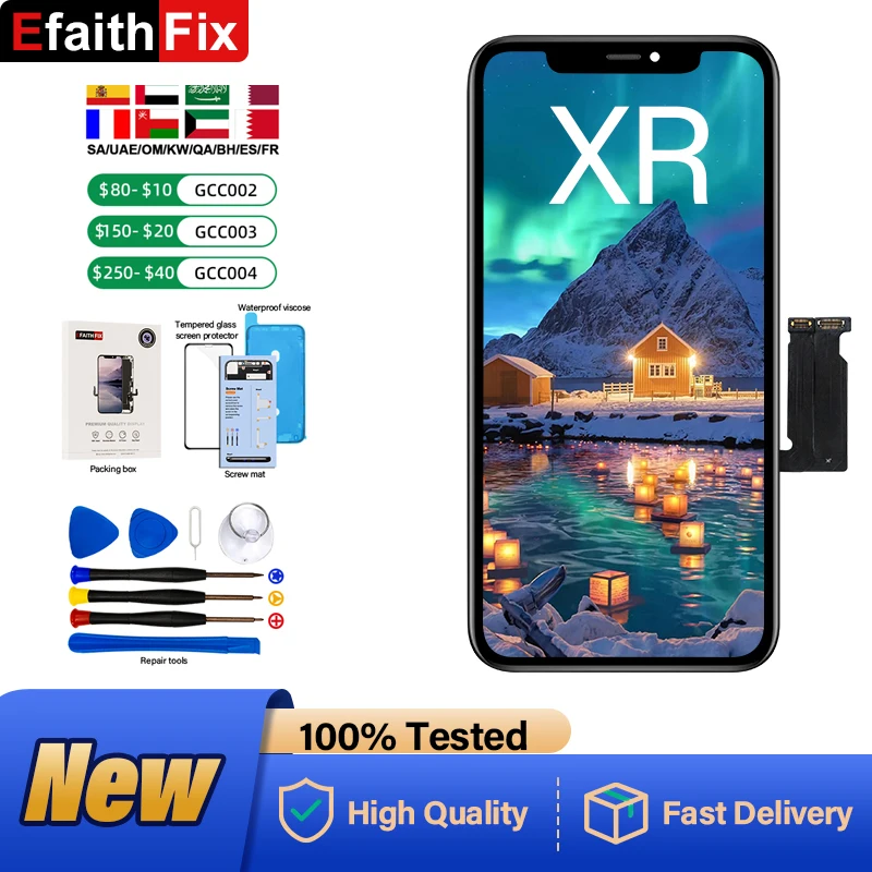 EFAITHFIX Para iPhone XR Pantalla LCD Reemplazo de 6.1 Pulgadas Marco  Asamblea Pantalla y 3D Pantalla Táctil Digitalizador con Kit de  Herramientas de