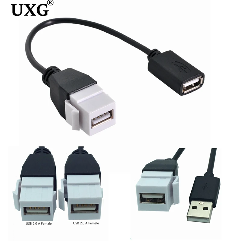 Adaptador-de-Cable-USB-2-0-A-macho-A-hembra-conector-acoplador-Keystone ...