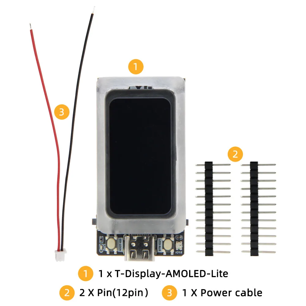 T-Display-AMOLED-Lite ESP32-S3  , AMOLED ÷ ESP32-S3R8  ھ ũ μ, 1.47 ġ RM67162