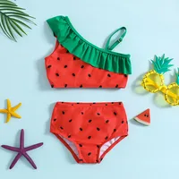 Childrens Beachwear Bikini Set Cute Fruit-Themed Girls Watermelon and Pineapple Swimsuit Kids Halter Top with Matching Bottoms 1