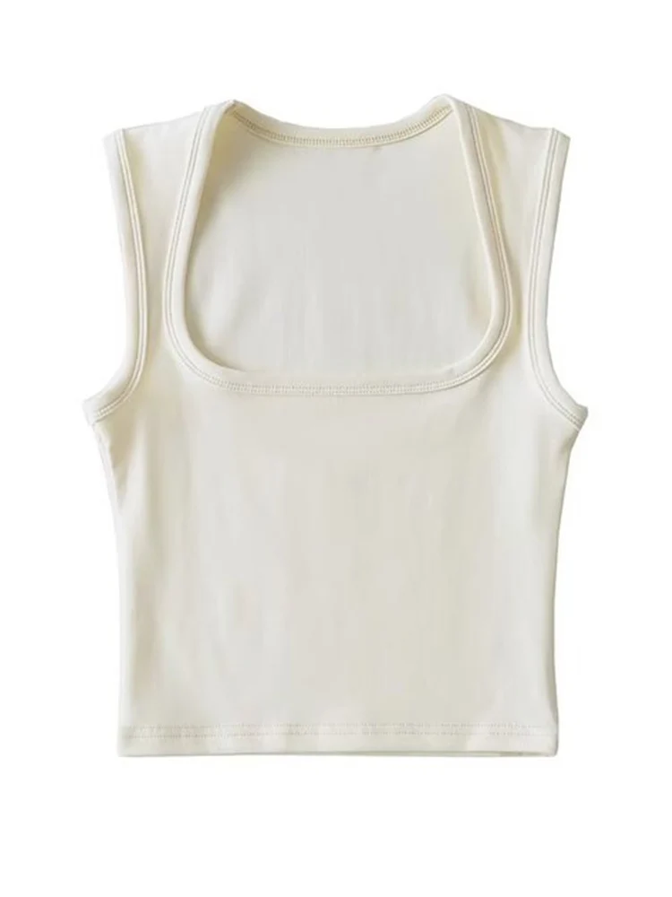 Deep Square Collar Vests 2025 Summer New Fashion Sexy Women's Crop Tops Sling Vest Camis