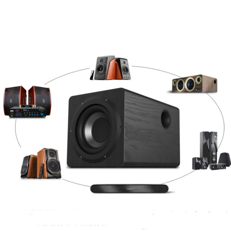 Wooden Desktop Passive Heavy Duty Subwoofer 100W 6.5 Inch Horn Caixa De Som Need To Match Home Amp Or Powered Speakers Use