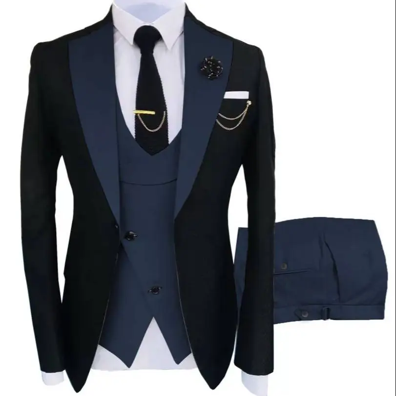 

3 Piece Formal Men Suits Slim Fit Wedding Tuxedo With Notched Lapel Groomsmen Fashion Costume Jacket Waistcoat Pants 2023