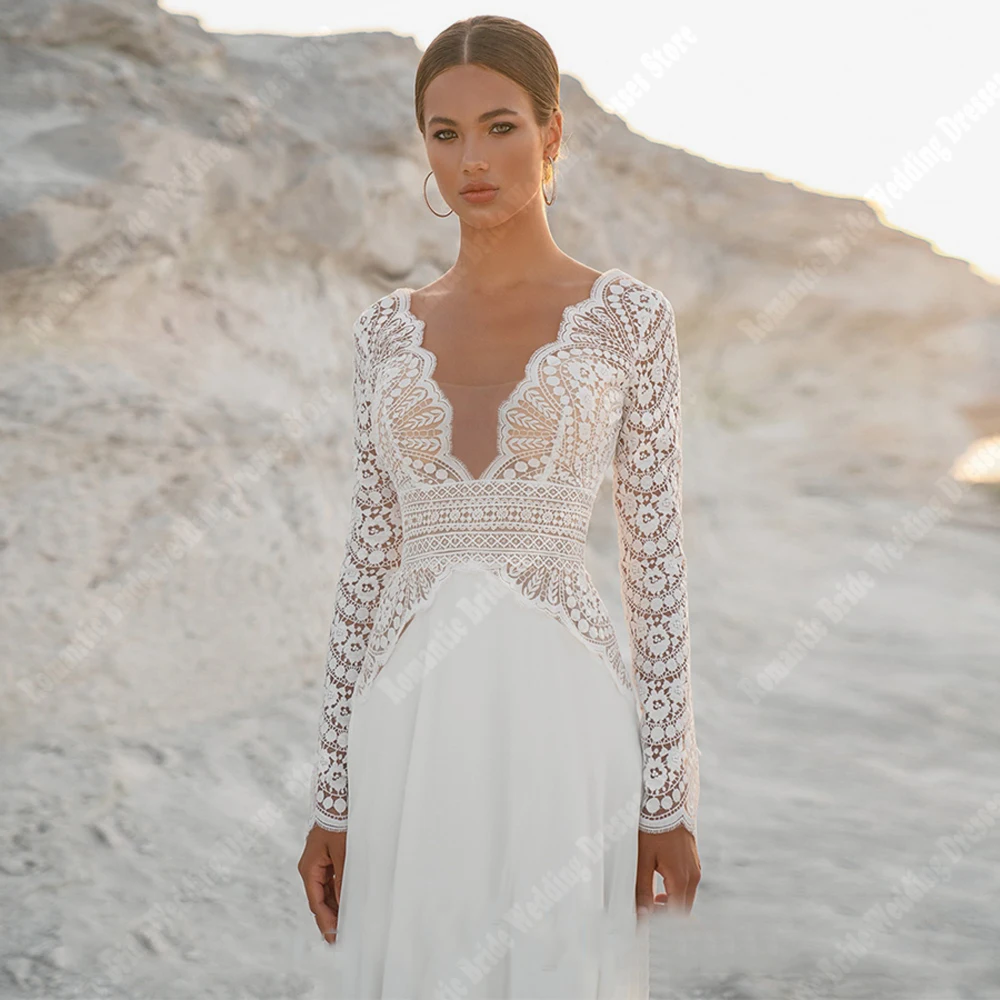 White Deep-V Wedding Dresses For Women 2024 Popular A-Line Bridal Gowns Plus Size Women Princess Vestidos De Novias Customized 3