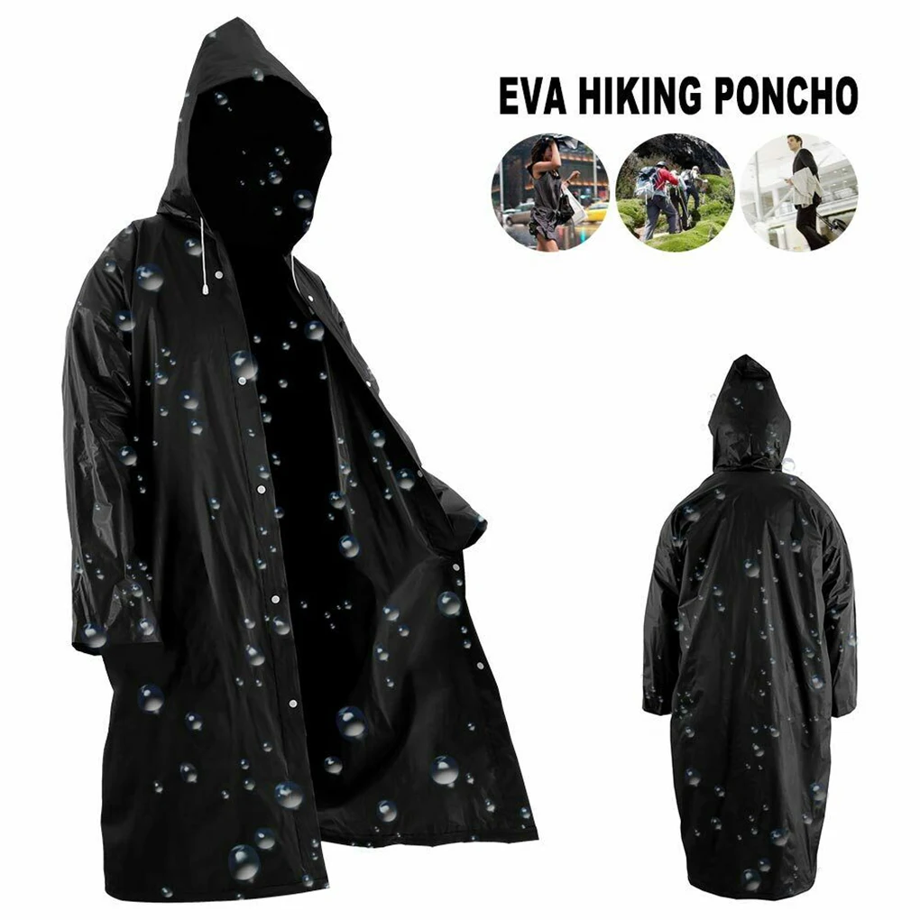 

Waterproof EVA Raincoat for Men and Women, Thickened Rainwear, Black Rain Coat, Camping Suit, 145x68cm, Unisex Fashion, 1Pc