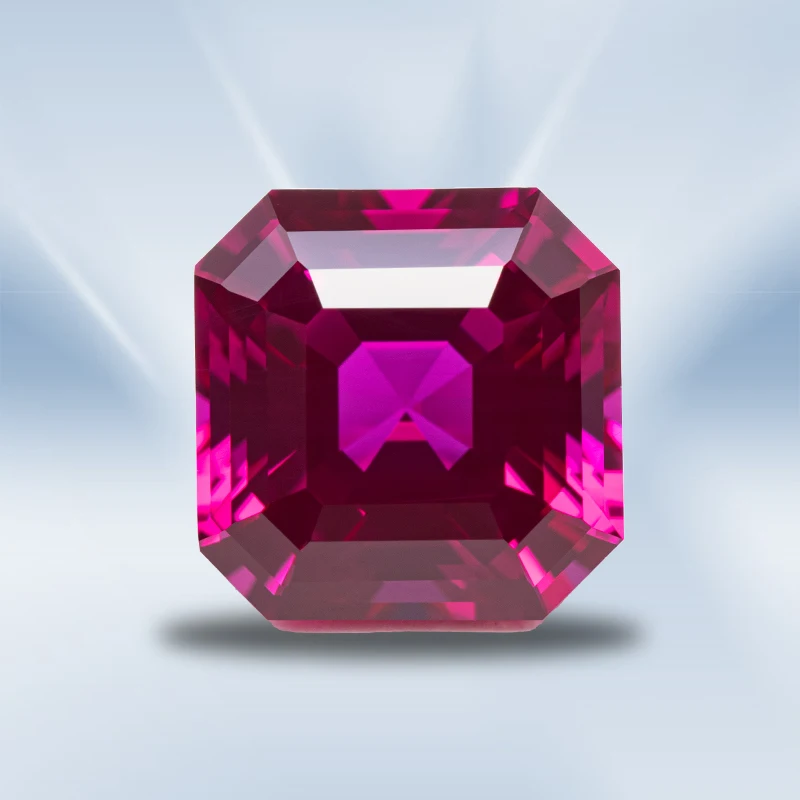 

Top Lab Grown Ruby Square Asscher Cut Rubellite VVS1 Selectable AGL Certificate Gemstone Charms DIY for Jewelry Making Materials