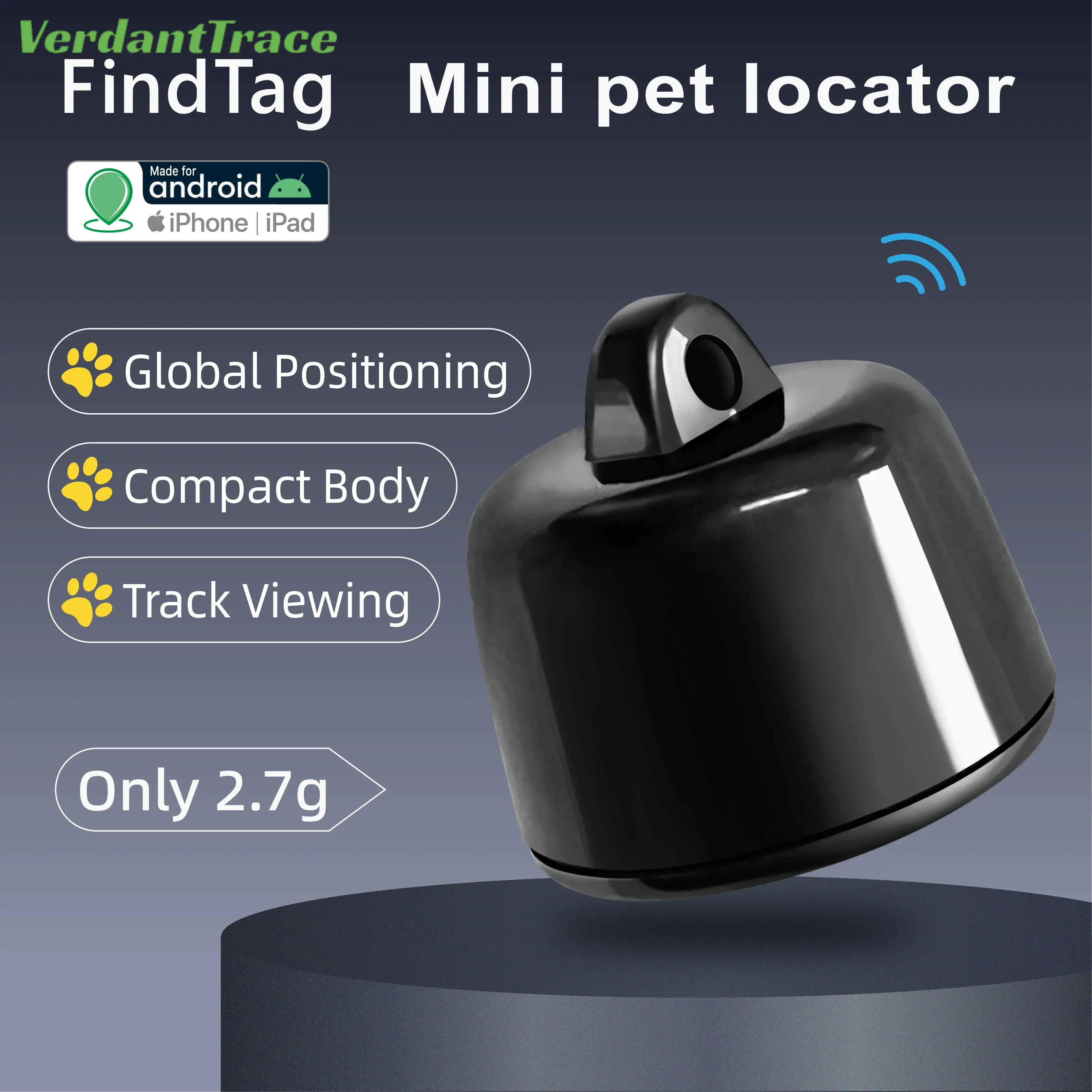 Mini Pet Global Locator for Android Apple Compatible Find My for Birds Dogs Cats View Three Days of Movement Tracks VerdantTrace