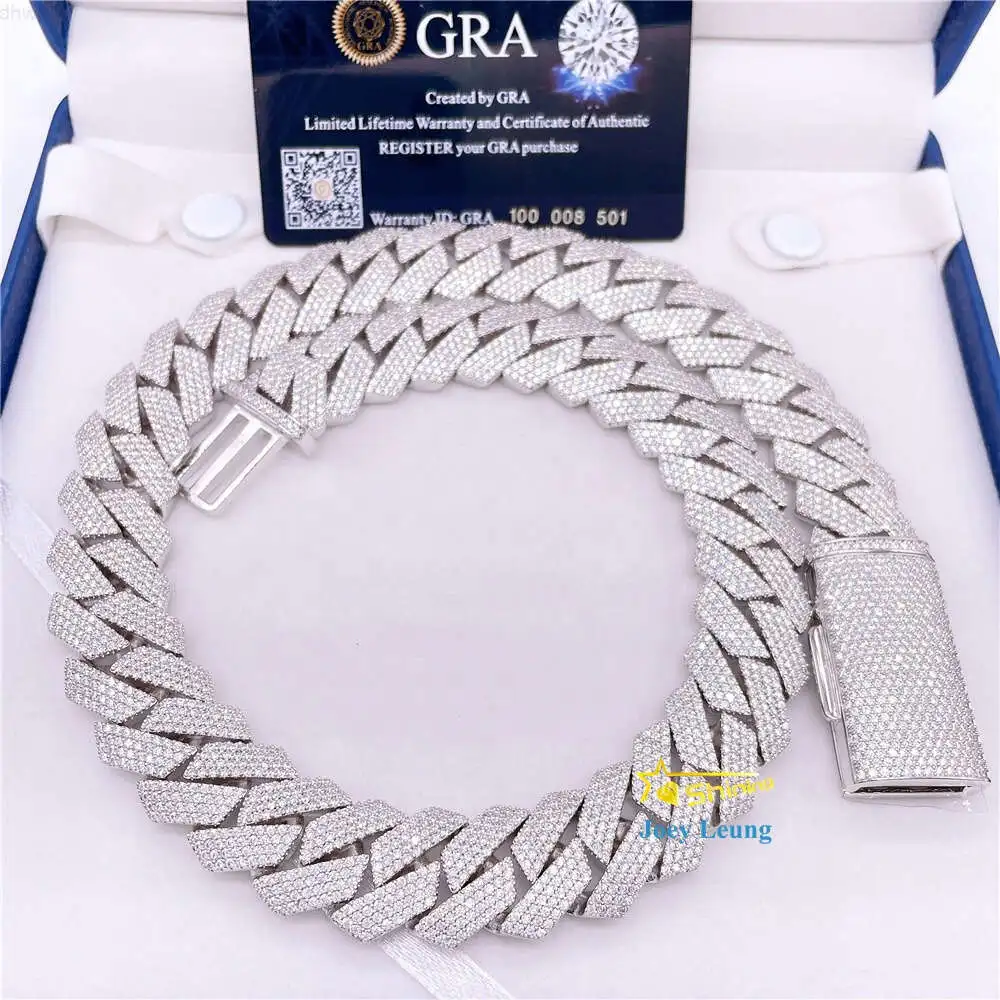 

Pass Diamond Tester Gra Certificate Silver 925 Necklace Vvs Moissanite Diamond Hip Hop Jewelry Iced Out Urban Cuban Link Chain