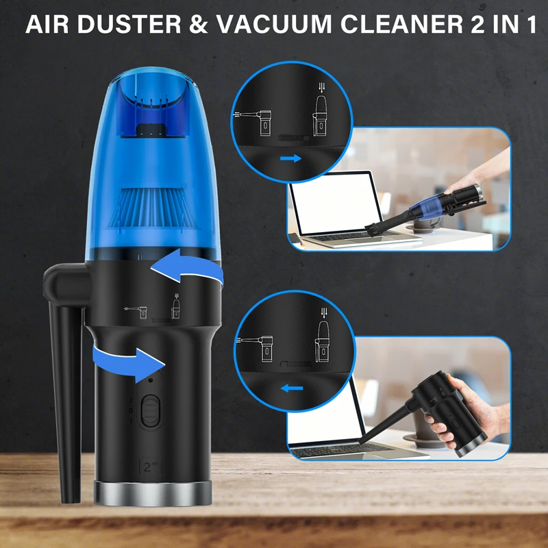 Upgraded Cordless Electric Compressed Air Duster Blower & Vacuum 2-in-1 Replaces Canned Air Spray Cleaner for Computer Keyboard air duster