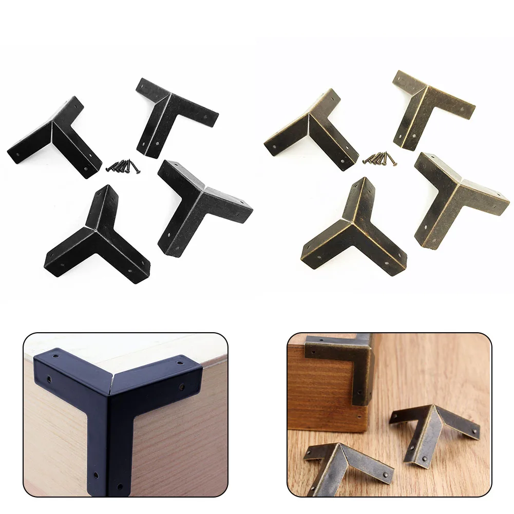 Antique Jewelry Box Corner Decorative Gift Box Corner Wooden Case Chest Edge Cover Protector 33mm Guard With Nails 4pcs furniture corner protector decorative corner cover wood box feet protector metal decorative protectors