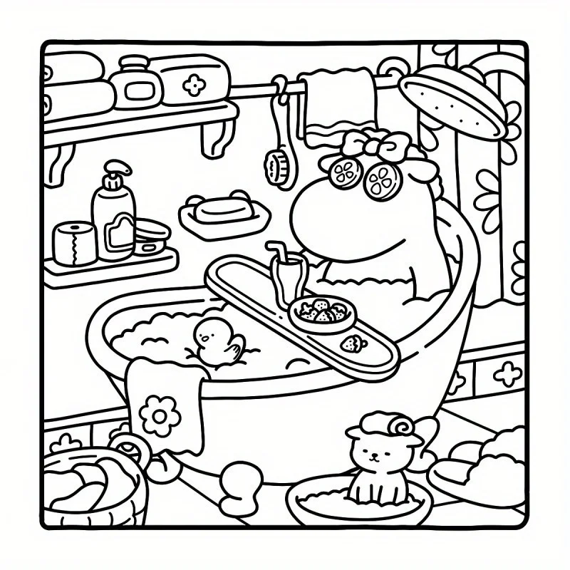 Cozy Friends Coloring Book for Adults Teens Featuring Adorable Creatures in Cozy Hygge Moments for Relaxation Gift 6
