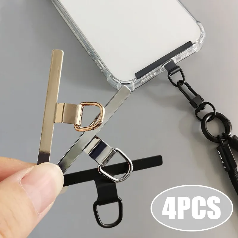 Phone tether patch 4/2/1PCS Ultra-thin Stainless Steel Phone Tether Patch Gasket Cellphone Strap Parts Replacement Lanyard Safety Connect Piece