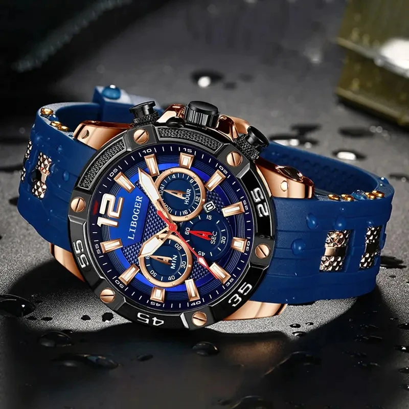 1pcs Men's Watch Sport Business Calendar Watches Fashion Casual Silicone Quartz Watch Men's Gift (Box Not Included)