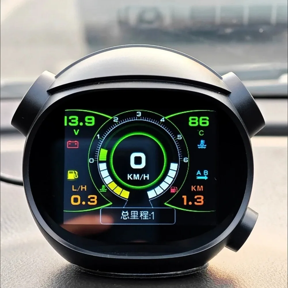 차량 다기능 계기판 OBD 수온계 차량 속도 전압 연료 소비량 주행 거리 LCD 디스플레이 K10 HUD