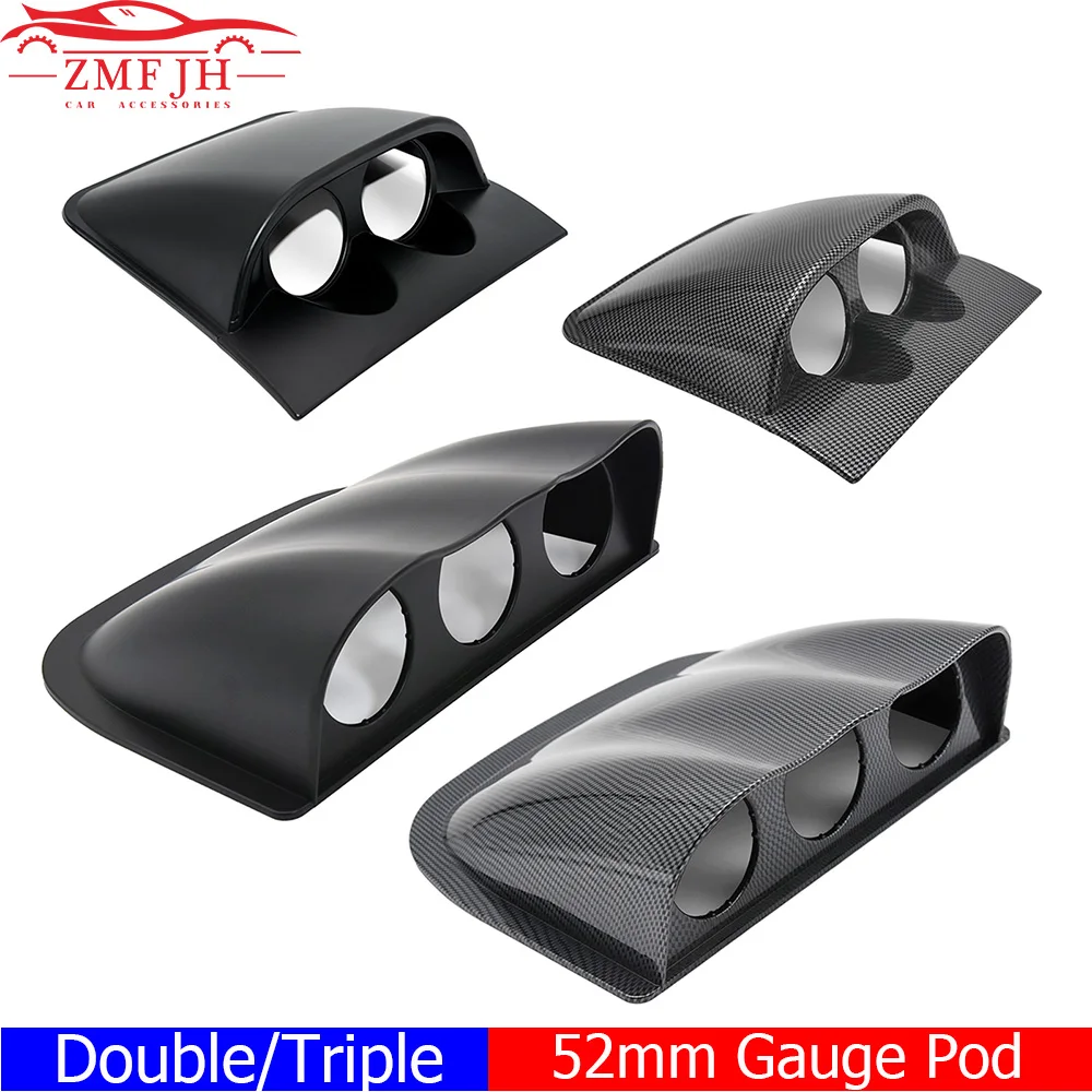 Universal Black Carbon Fiber 2 Inch 52mm Dash Board Dual Triple Gauge