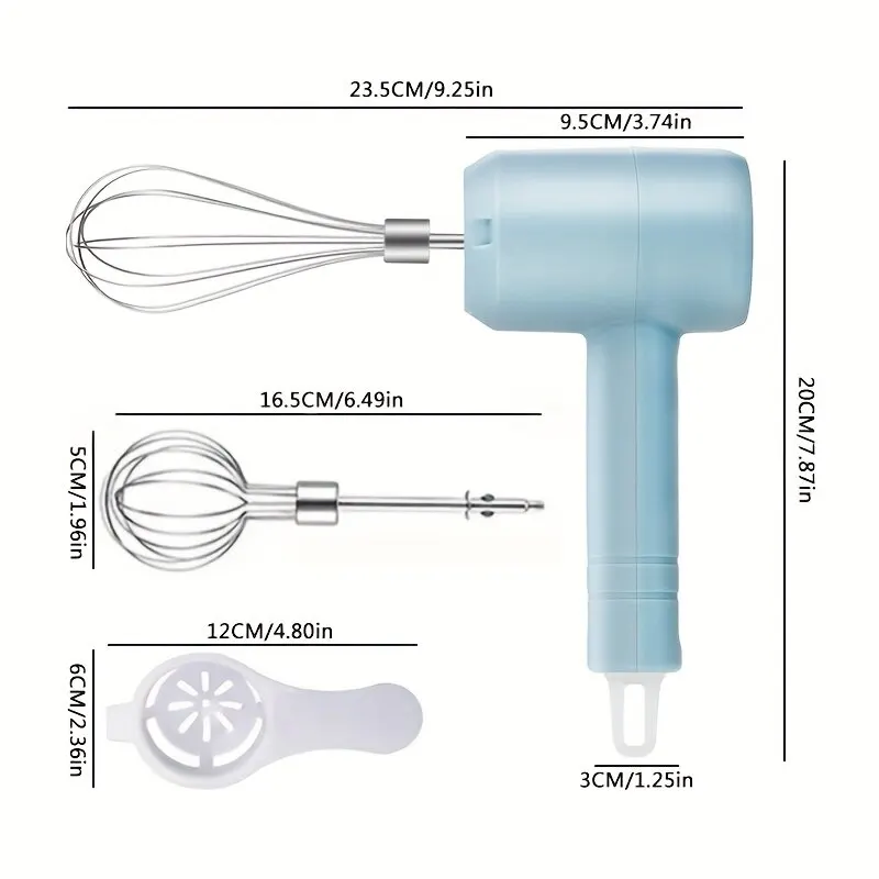 Wireless Electric Egg Beater With 2 Hardware, Manual Blender