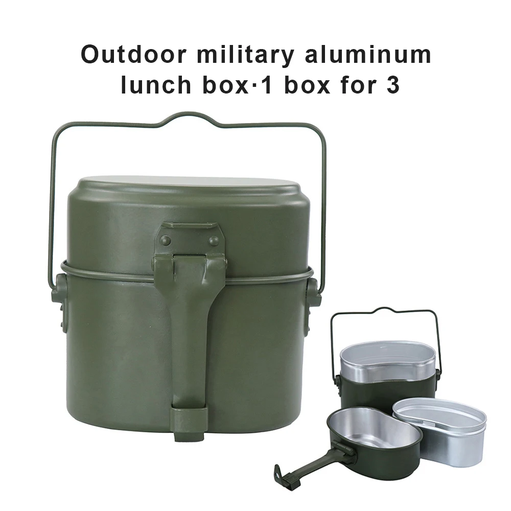 

In 1 Aluminum Camping Lunch Box Army Canteen Cup Pot for Picnic Travel Water Cup Bowl Outdoor Military Cooking Cookware Set