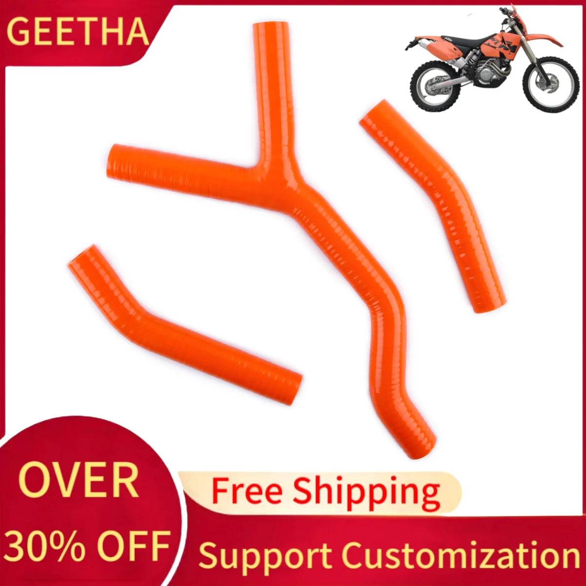 

For 2004-2007 KTM 200 250 300 EXC XC 2005 2006 Motorcycle Silicone Radiator Coolant Hose Pipe Kit