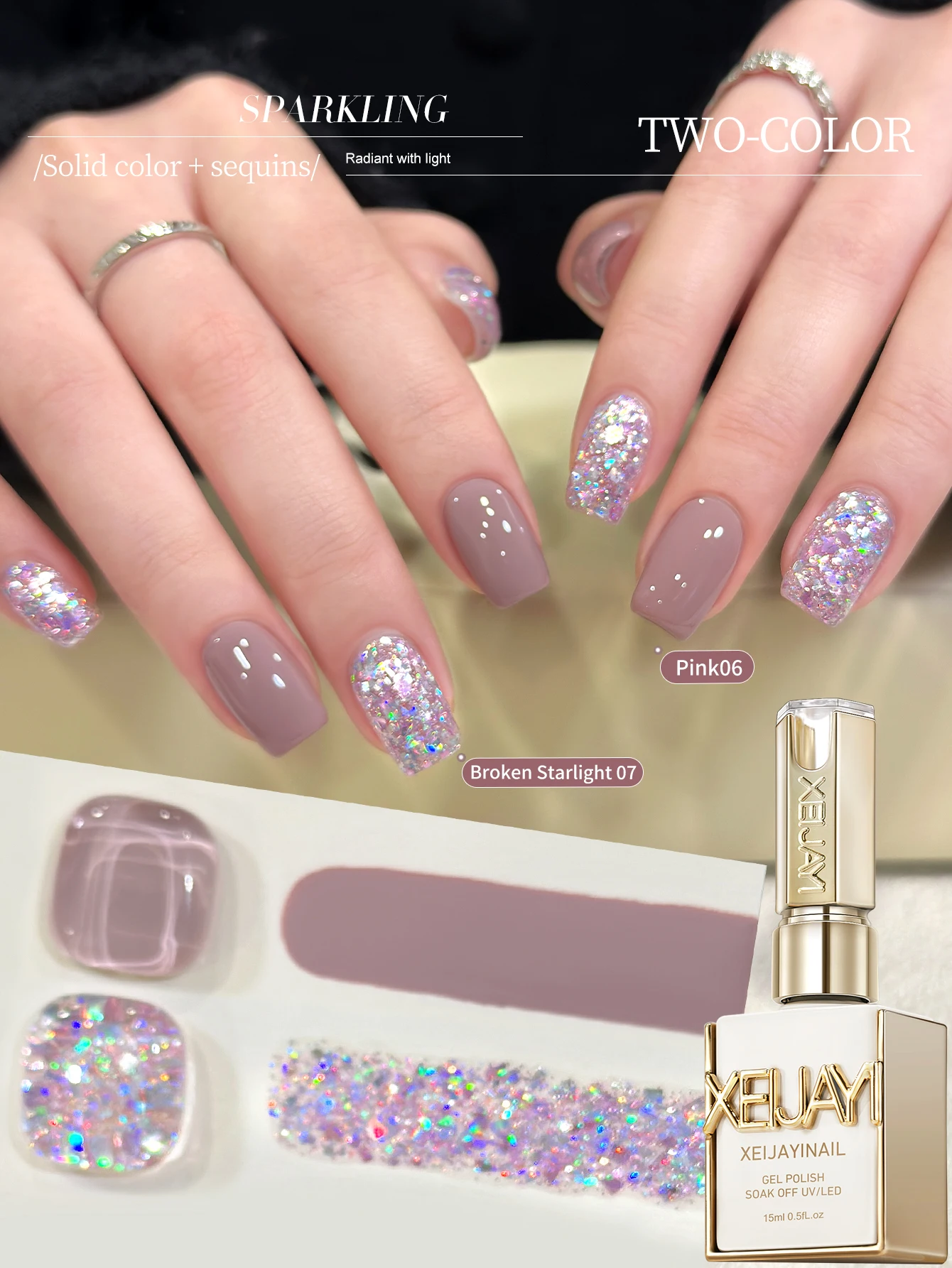 Radiant Pink & Purple Glitter Gel Nail Polish Duo - Long-Lasting, Salon-Quality Shine
