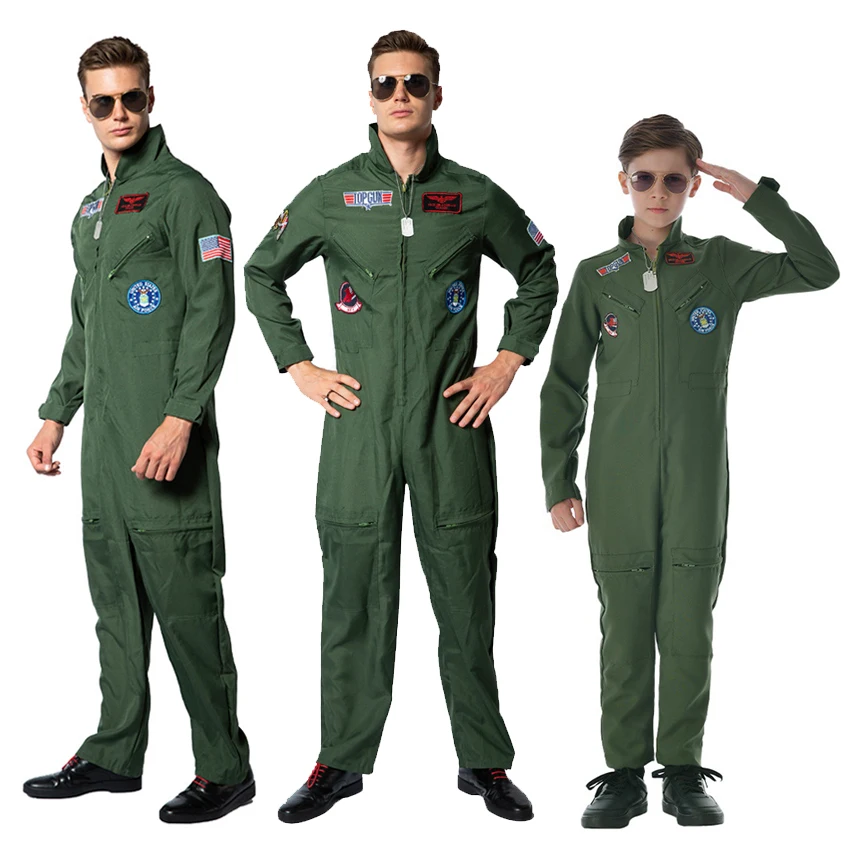 

Pilot Cosplay Anime Halloween Costumes for Kid Men American Ace Aviator Air Force Pilot Uniform Jumpsuits Carnival Suits Clothes