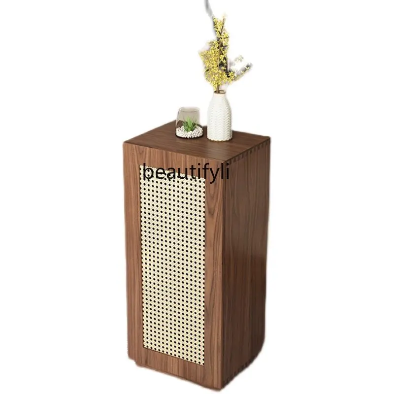 

Прикроватный столик из японского ротанга, шкаф из массива дерева в стиле ретро для хранения в гостиной