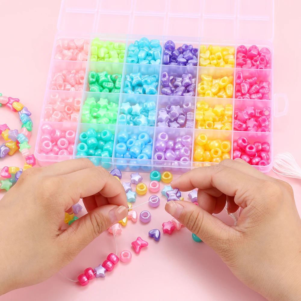 Makersland Colorful DIY Butterfly Star Heart Colorful Beads Set For Children Bracelet Necklace Handmade Jewelry Making Gift