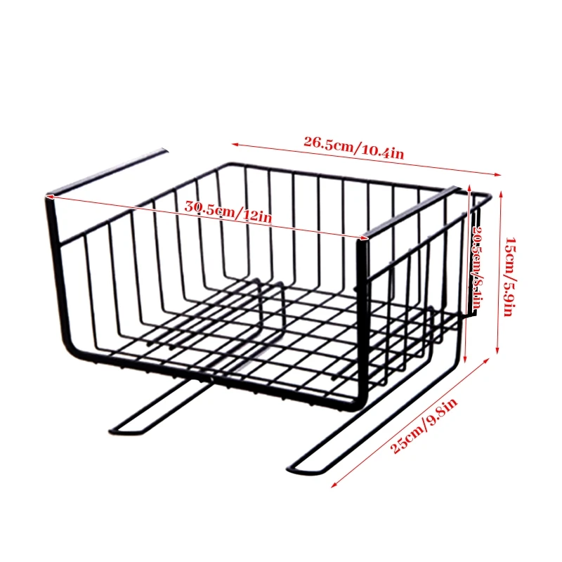 Under Shelf Storage Cupboard Hanging Iron Cabinet Closet Hanger Metal Mesh Baske