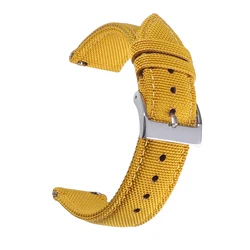 Deluxe Waterproof Sailcloth Strap - Durable Nylon Quick Release Sport Band - 22mm (Mustard yellow)
