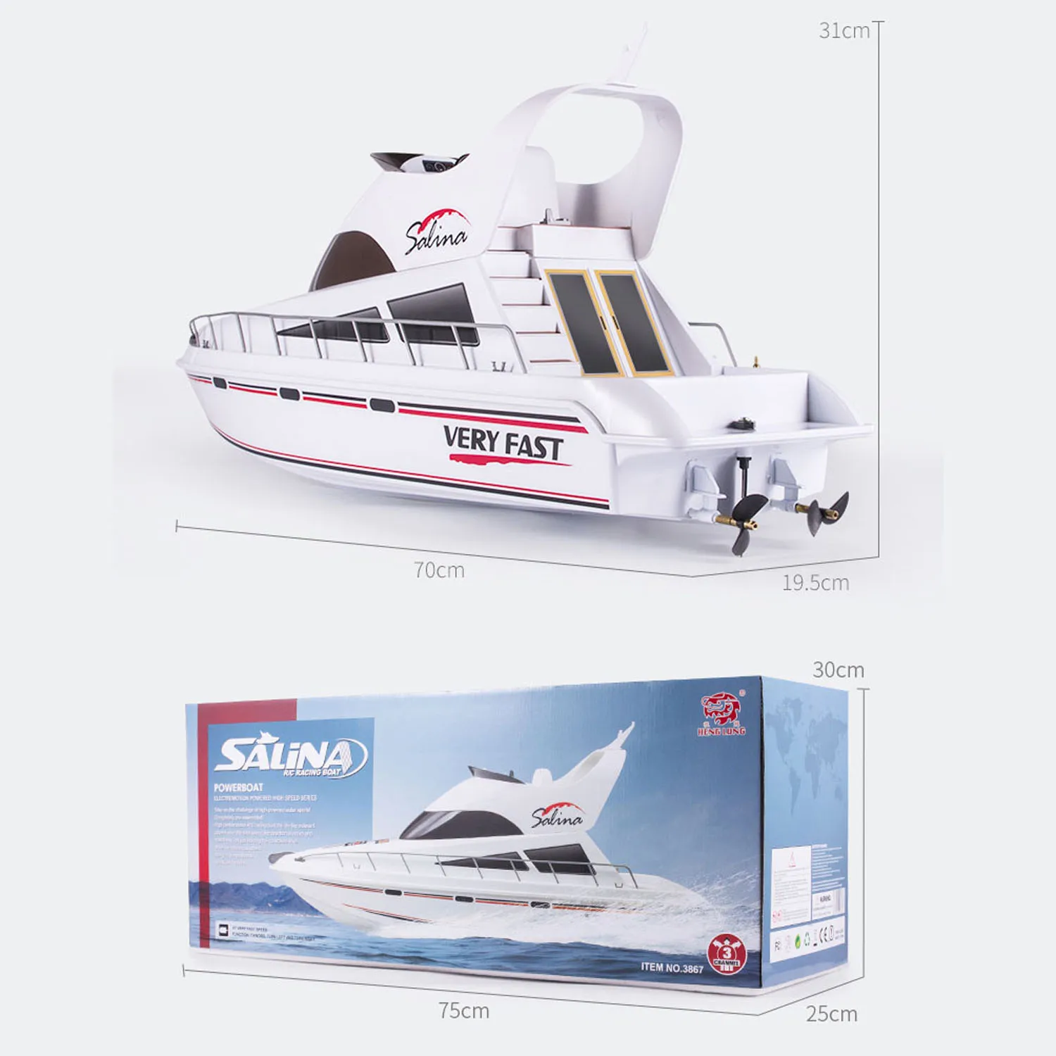 In Stock Heng Long 2.4G Yacht 20KM/H Remote Control High-Speed Ship RC Racing Boat Finished Model Toys for Boys Gifts 4