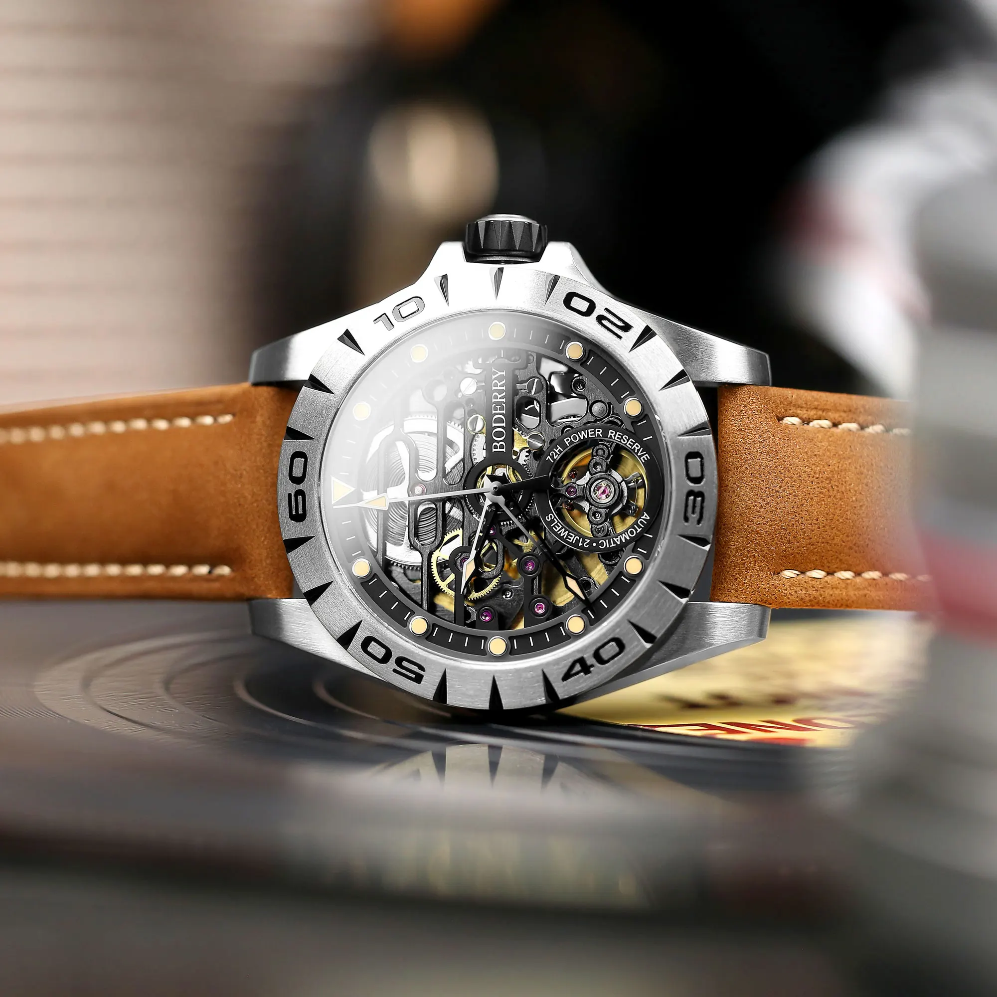 スタニングルアー BODERRY スケルトン メンズウォッチ チタン 自動巻き