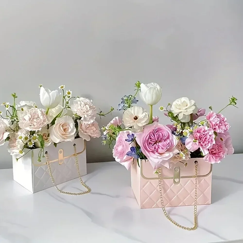 Tragbare Blumen-Papierverpackungsbox, Handtasche, kreative Blumenstrauß-Tragetaschen für Valentinstag, Geburtstag, Party, Geschenke, Muttertag – Detail 11