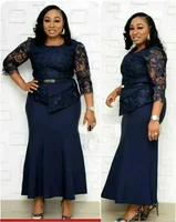 Women O Neck 3/4 Sleeve Long Maxi Dress Fashion Lace Dress 3