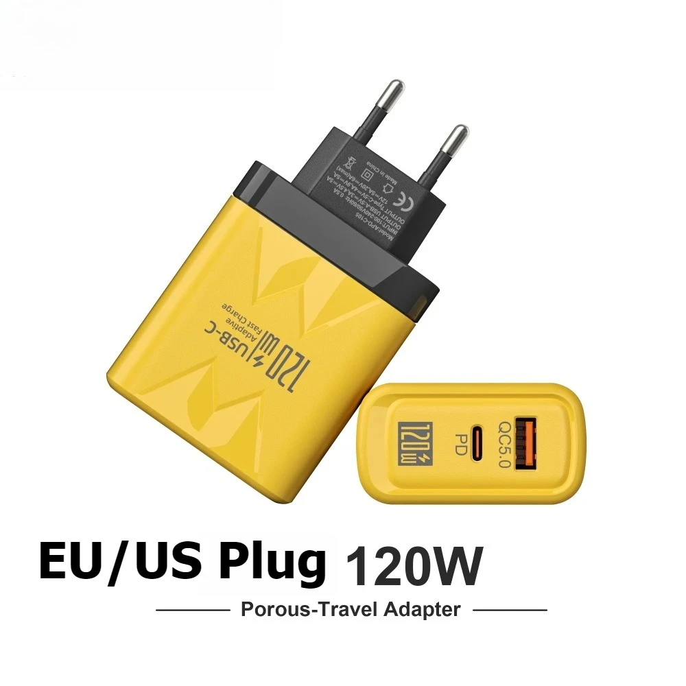 Total 120W USB High Speed Charger Fast Charging Type C Wall Adapter PD Quick Charge 3.0 USB C Fast Charger Type C Household
