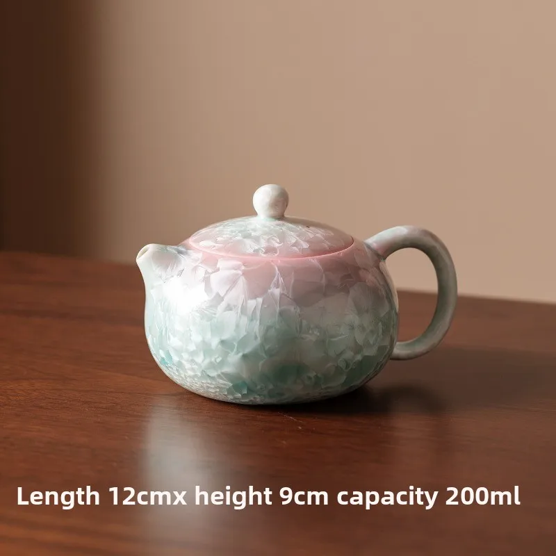 Crystalline Glaze Xishi Teapot Ceramic Gongfu Tea Set with Ball Filter Chinese Traditional Handheld Brewing Pot for Tea Ceremony