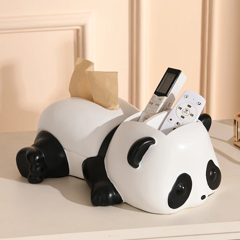 

XK Internet Celebrity Panda Tissue Box Decoration Practical Multifunctional Paper Extraction Box Set Living Room