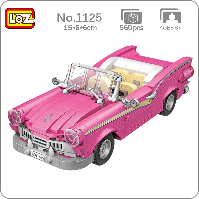 LOZ 1125 модель автомобиля розовая открытая Гоночная машина городская улица
