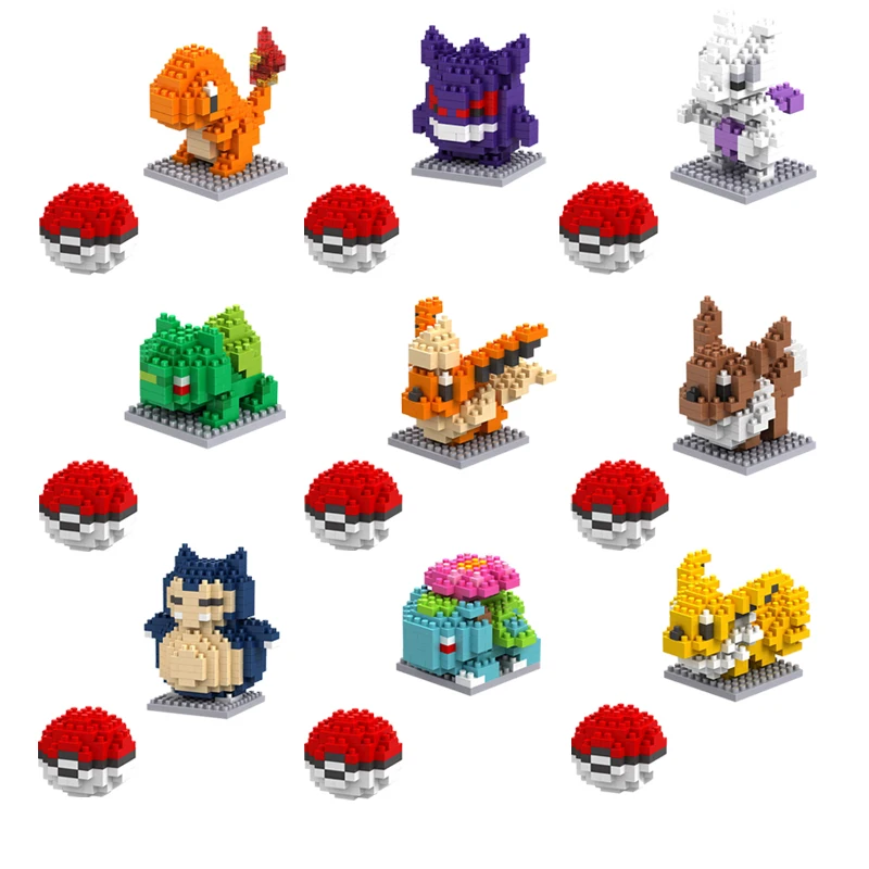 Pokemon Pikachu Pokeball Building Blocks Compatibile Cartoon Poke Anime Ball Pokemon Diamond Mini Bricks Toy Game
