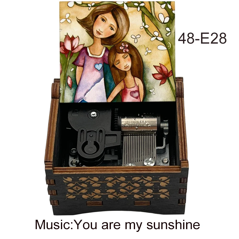 You Are My Sunshine Automatic Knob Movement Wooden Music Box Room Decoration Ornaments New Year Birthday Gift For Adult